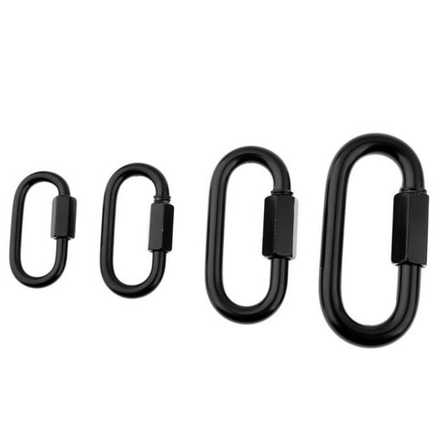 4pcs 퀵 링크 나사 잠금 체인 카라비너 ​​스크류 게이트 잠금 하이킹 해먹, 블랙, 스테인레스 스틸