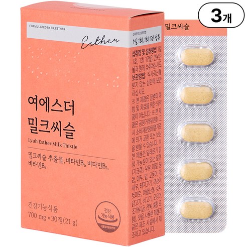 여에스더 밀크씨슬 실리마린 밀크씨슬추출물 260mg 국민영양 프로젝트, 3박스, 30정