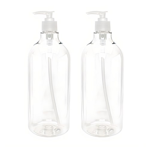 디스펜서 용기 1000ml + 캡, 투명 + 투명, 2개
