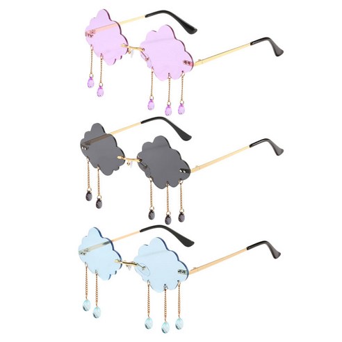 드롭 펜던트가있는 3pcs 모양 선글라스 UV400 여름 태양 안경