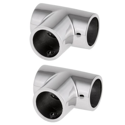 2x 스테인레스 보트 난간 직사각형베이스 90도 레일 피팅 7/8 ''''22mm, 실버2, 설명한대로