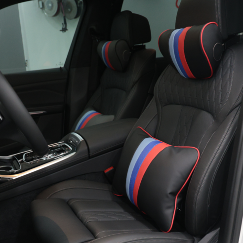 BMW M디자인 목쿠션 등쿠션 나파가죽, 1개, 목쿠션 블랙