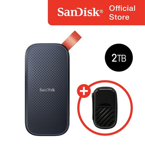 샌디스크코리아 공식인증정품 외장SSD 휴대용 포터블 Portable SSD E30 1TB/2TB (+샌디스크SSD 전용케이스), 블랙, 2TB