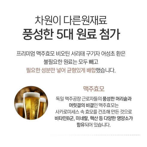 식약청 인증 고함량 맥주효모로 탈모 관리하는 프리미엄 영양제
