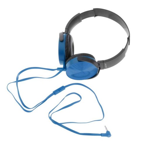 XB450 유선 헤드셋 스마트폰 PC 소녀 소년을 위한 편안한 휴대용 헤드폰, 16x16cm, 플라스틱, 파란색