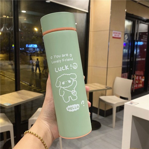 간단한 보온병 컵 진공 스트레이트 바디 자동차 물 컵 남성과 여성 비즈니스 차 컵 휴대용 컵 차 구획, 그린 - 450ml 1718, {"패션의류/잡화 사이즈":"싱글 컵"}