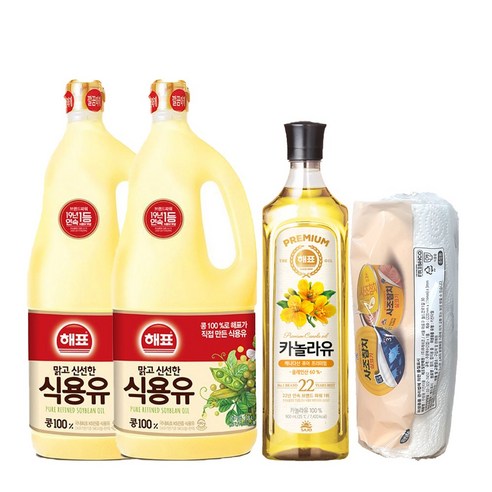 해표 식용유1.8리터 2입+카놀라유900ml+키친타올, 1개
