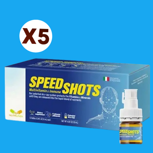 뉴트린자 이탈리아 직수입 스피드샷 멀티비타민 이뮨 12병 X 5개 세트 (총 60병), 5박스, 120ml