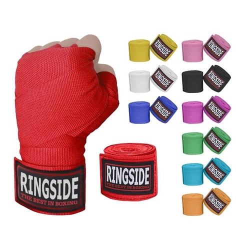 Ringside 멕시코 스타일 복싱 핸드 랩 (한 쌍) 골드 457.2cm(180인치) 링사이드, Red