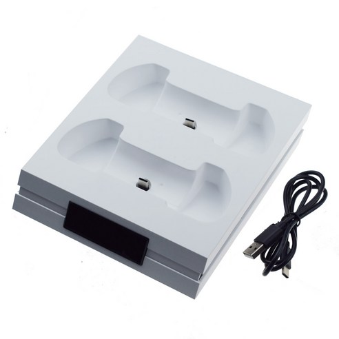AFBEST PS5 컨트롤러 충전기 용 LED 듀얼 USB 충전 독 스테이션 플레이 5 무선 게임 패드 포트 스탠드, 1개, 검정