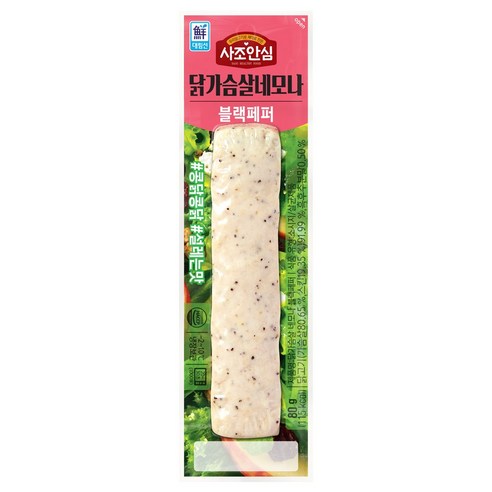 사조안심 닭가슴살 네모나블랙페퍼, 80g, 15개