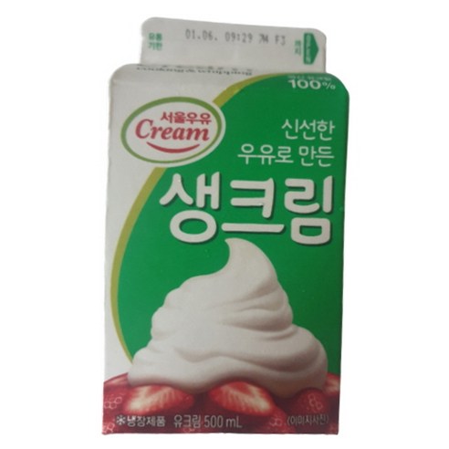 서울우유 생크림 500ml 신선한 우유로 만든 생크림 안심포장, 24개