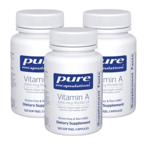Pure Encapsulations Vitamin A 10000 IU 퓨어인캡슐레이션 비타민A 베타카로틴 120캡슐 3통, 120정, 3개 - 비타민A | 쿠팡