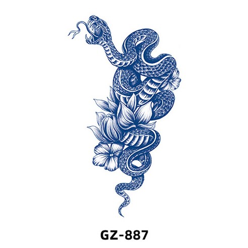 다이나토리 반영구 리얼 중형 타투스티커 버전5 3장, GZ-887, 3개