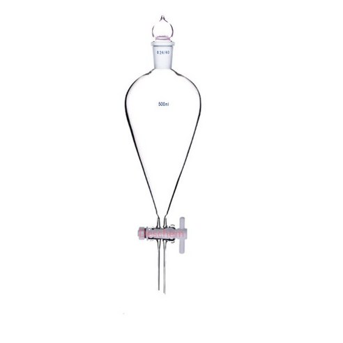 500ml2440유리분리 깔때기배모양PTFE 스톱콕직방울튜브 깔때기유리