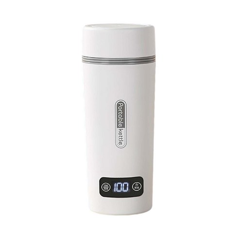 350ML 다용도 미니 전기포트 온도조절 보온 템블러 전기티포트 분유포트, 화이트