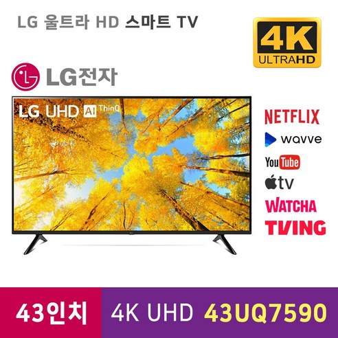 LG전자 43인치 4K UHD 스마트 TV 43UQ7590 넷플릭스 유튜브 티빙 웨이브, 매장방문수령, 스탠드형