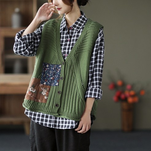 도오빠 추디스 여성 니트 조끼 브이넥 골덴 스웨터 루즈핏 꽃무늬 베스트 민소매 가을 여자조끼의 최저가를 확인해보세요.