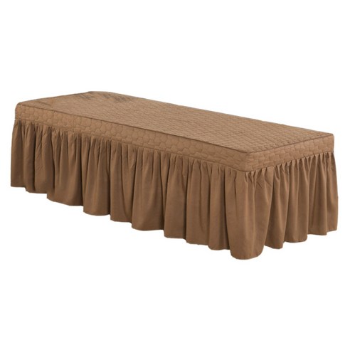 75x31 인치 극세사 아름다움 두껍게 하는 안마 테이블 치마 침대 덮개 단색, 커피, 설명