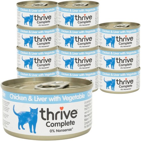 쓰라이브 컴플리트 그레인프리 고양이 주식캔, 닭+호박, 75g, 12개