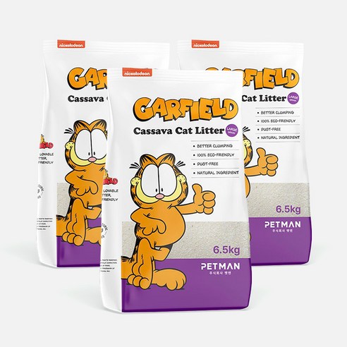 [3개세트] 가필드 고양이모래 보라(굵은입자) 6.5kg 카사바모래, 3개, 6500g