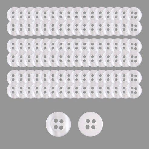 [모핸] 11mm 기본단추 3종, 90개, 화이트