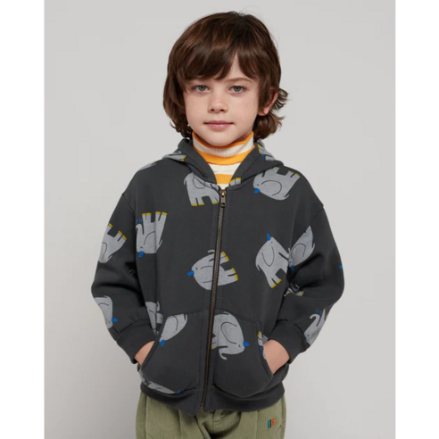 [BOBO CHOSES] 보보쇼즈 23FW 키즈 후드 집업 The Elephant all over zipped hoodie 223AC052