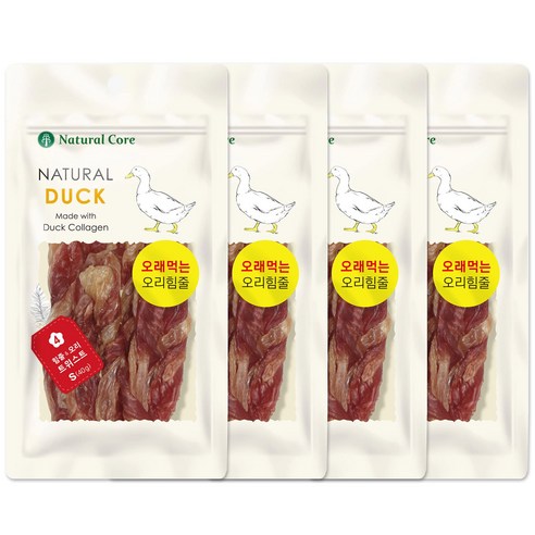 네츄럴코어 강아지 네츄럴덕 힘줄 앤 오리 트위스트 S, 오리고기, 40g, 5개