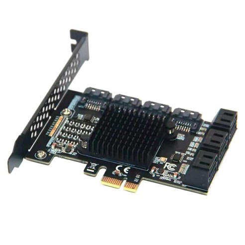 Xzante PCI-E - SATA 확장 카드 데스크탑 컴퓨터 PCIe 1X 10포트 SATA3.0 6Gpbs 지원 X2 X4 X8 X16, 검은 색