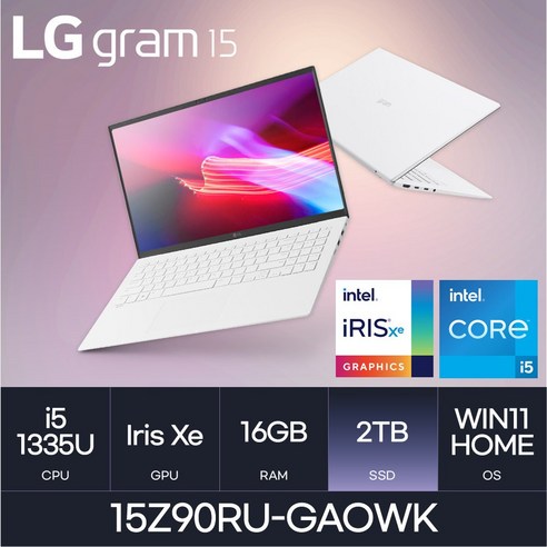 LG전자 그램15 15Z90RU-GAOWK, WIN11 Home, 16GB, 2TB, 스노우 화이트