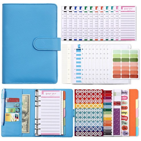 A6 바인더 다이어리 머니북 현금챌린지 생활비절약, 1개, 딥 블루
