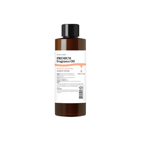 리빙인샵 LIVINGinSHOP 프래그런스 오일 원액, 1개, 200ml, 피치코튼