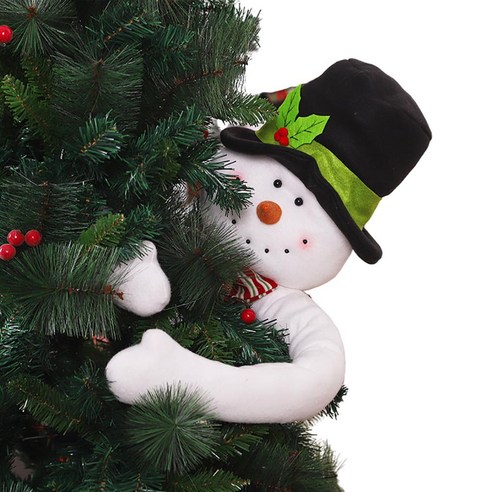 DKaony 봉 제 산타 클로스 눈사람 토퍼 껴안고 나무 크리스마스 트리 장식, 크리스마스 눈사람