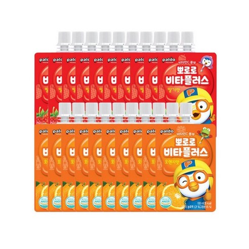팔도 뽀로로 비타플러스 어린이비타민음료, 60개, 100ml, 딸기맛 + 오렌지맛