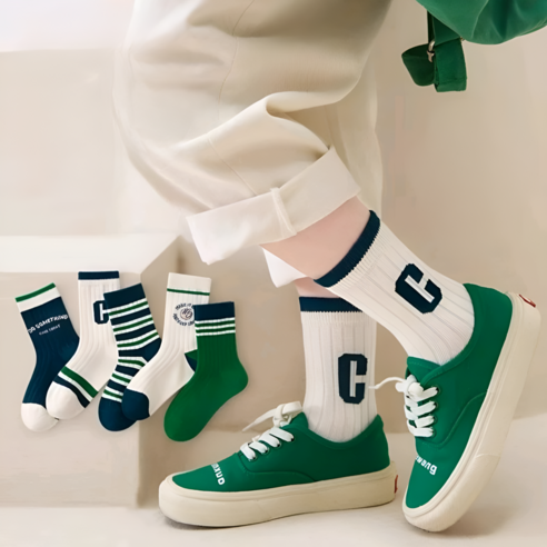 -어반바스켓- 아동용 어린이 컬러 믹스 중목 양말 5켤레 세트