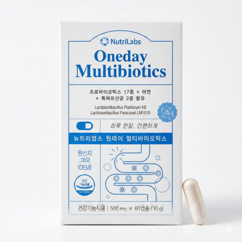 뉴트리랩스 원데이 멀티바이오틱스 500mg x 60캡슐 면역유산균 온가족유산균