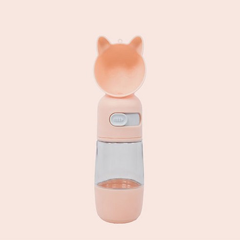 펫베오 강아지 물통 휴대용 물병 올인원, 핑크, 1개