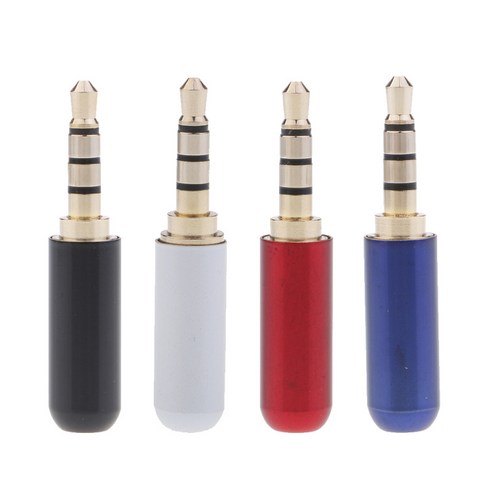 4개 3.5mm 1/8 trrs 4극 수 플러그 A/V 솔더 커넥터, 다색, 36x7x7mm, 금속