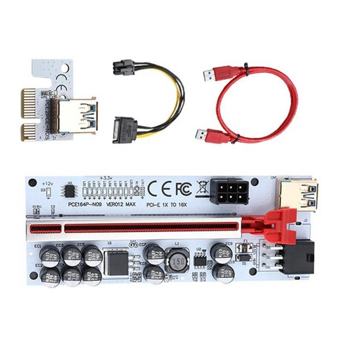Pci-E PCIe 라이저 PCIe 1x ~ 16x GPU 데이터 케이블 6핀 Pci-E - SATA 전원 케이블 광업용 PCIe 라이저 익스프레스 케이블, {"색상":"레드 슬롯 및 와이어"}, {"사이즈":"124x46mm"}, {"수건소재":"플라스틱"}