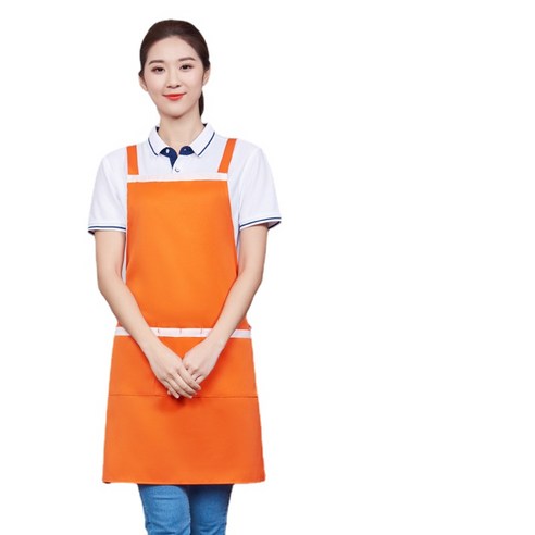 ANKRIC 가정용 내장방오방오양어깨밴드종업원앞치마 원피스앞치마, 오렌지