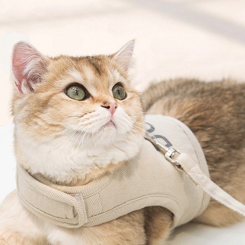 미투리아 강아지 고양이 베이직 산책 하네스, 베이지
