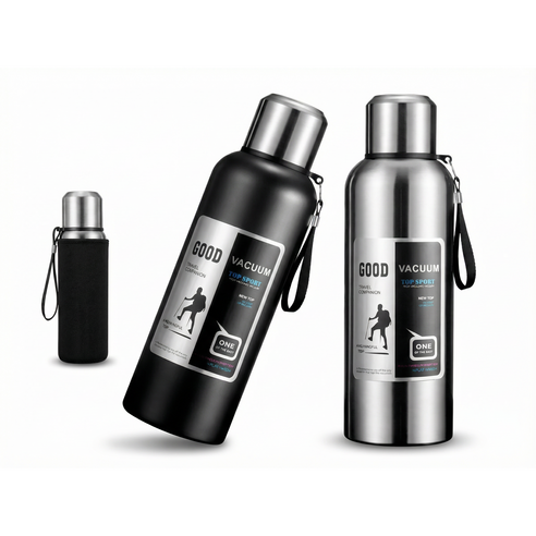 코코리브 스텐316 보온보냉병 파우치 세트, 1개, 600ml, 스틸
