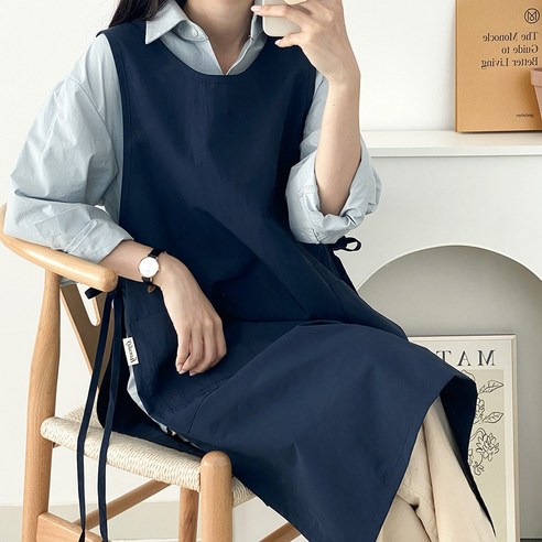 한스데이 방수 롱트임 앞치마, 1개, 네이비