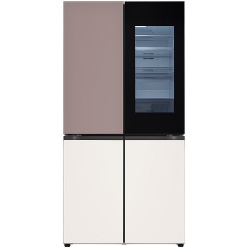 lg 오브제 냉장고 870 도어 장단점  [색상선택형] LG전자 디오스 오브제컬렉션 4도어 냉장고 글라스 H873GKB312 870L 방문설치, 클레이 핑크(상단) + 베이지(하단)