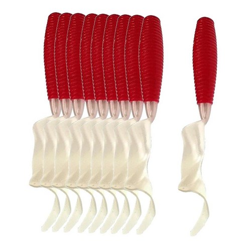 베이스 송어 walleye 농어 파이크 낚시 태클을위한 10pcs 그럽 웜 소프트 미끼 낚시 태클 지그 헤드 미끼, 레드, 8.5cm, 플라스틱