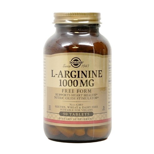 솔가 L-아르기닌 1000mg 타블렛 글루텐 프리 비건 무설탕, 90정, 1개