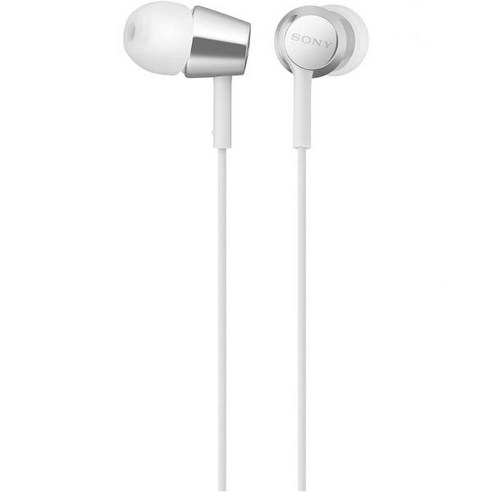 Sony 소니 MDREX155전화 통화용 마이크가 장착된 in-ear earbud 헤드폰/헤드셋 화이트 (MDR-EX155AP/W), White