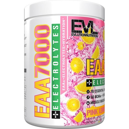 EVLUTIONNUTRITION EAA7000 + 전해질 핑크 레모네이드, 1개, 369g