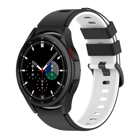 격차 실리콘 스포츠 밴드 삼성 갤럭시 시계 4 클래식 46mm 42mm 스트랩 갤럭시 Watch4 44mm 40mm 팔찌 팔찌, Black White, watch 4 classic 46mm