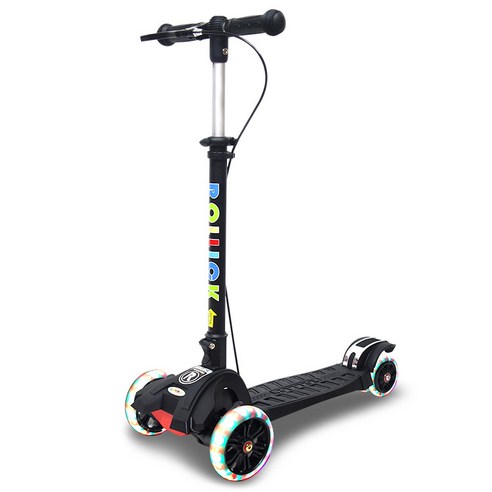 롤릭써미트2 스쿠터 접이식 킥보드 LED휠핸드브레이크, 블랙, 1개